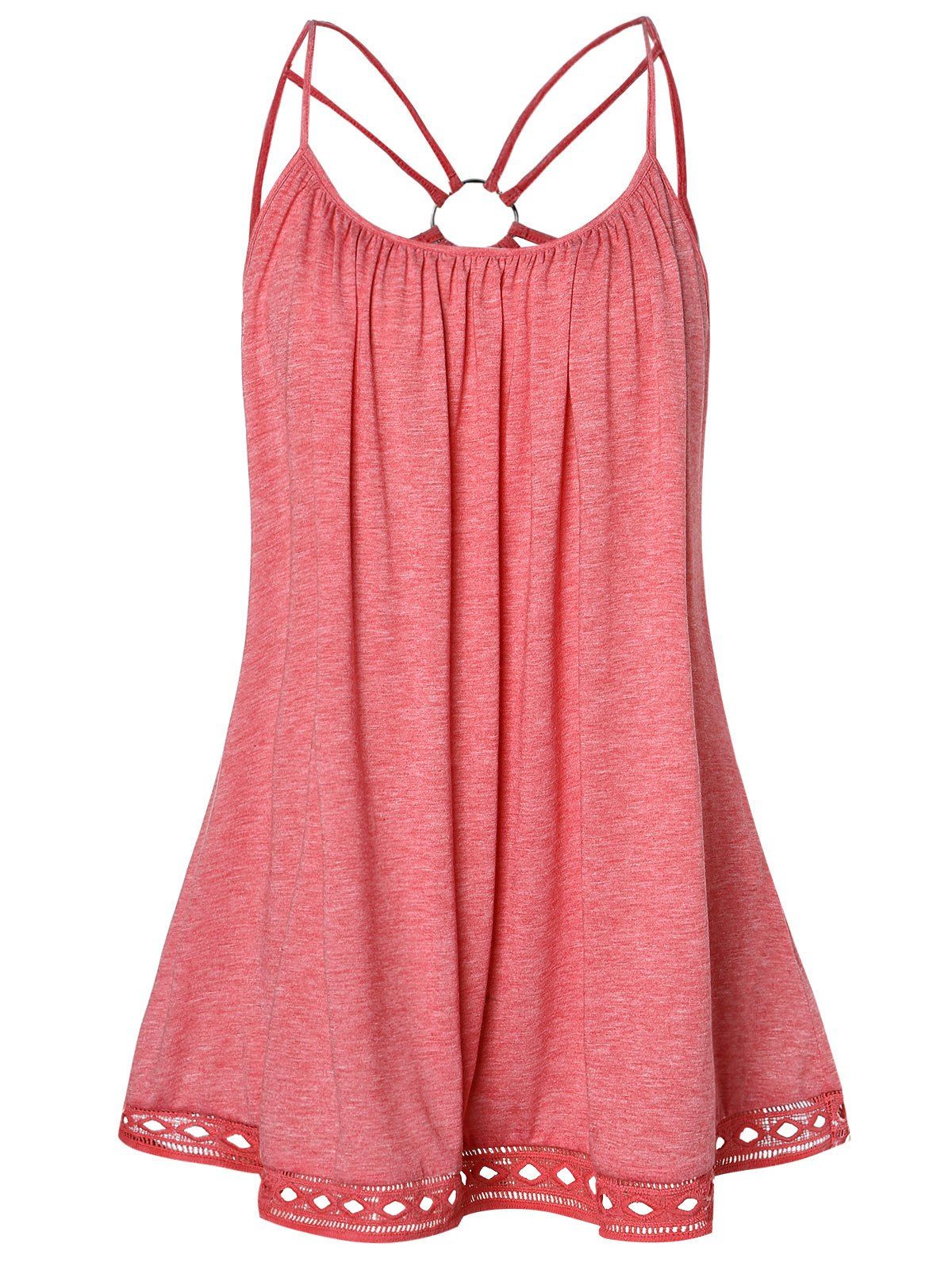 

O Ring Strappy Plus Size Tank Top, Light coral