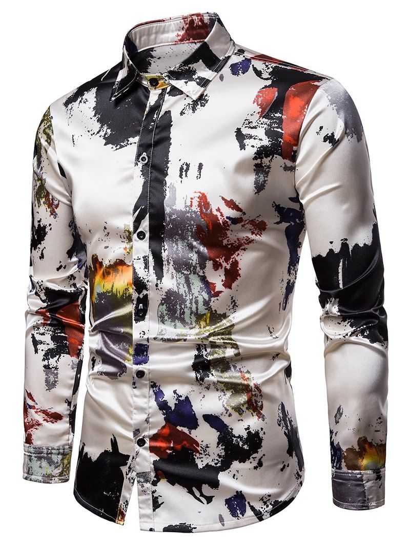 Paint Splatter Print Silky Shirt