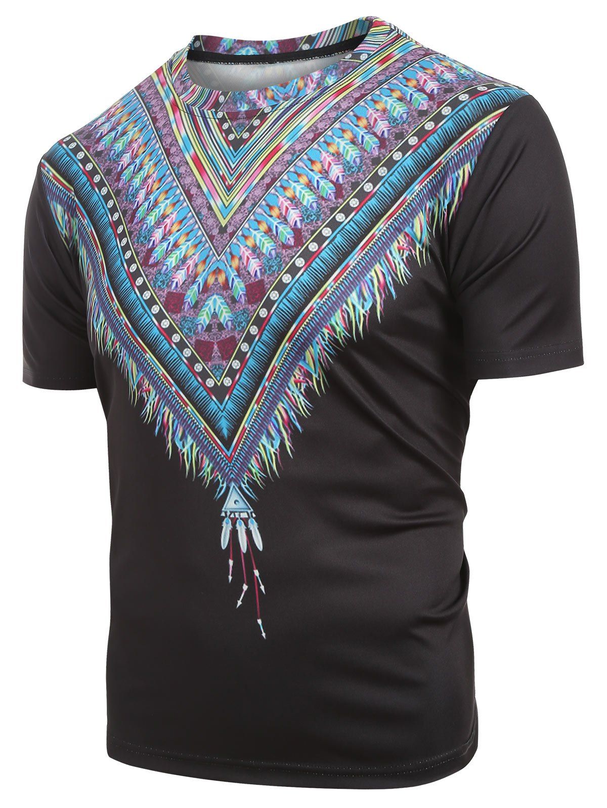 

Tribal Print Short Sleeves T-shirt, Black