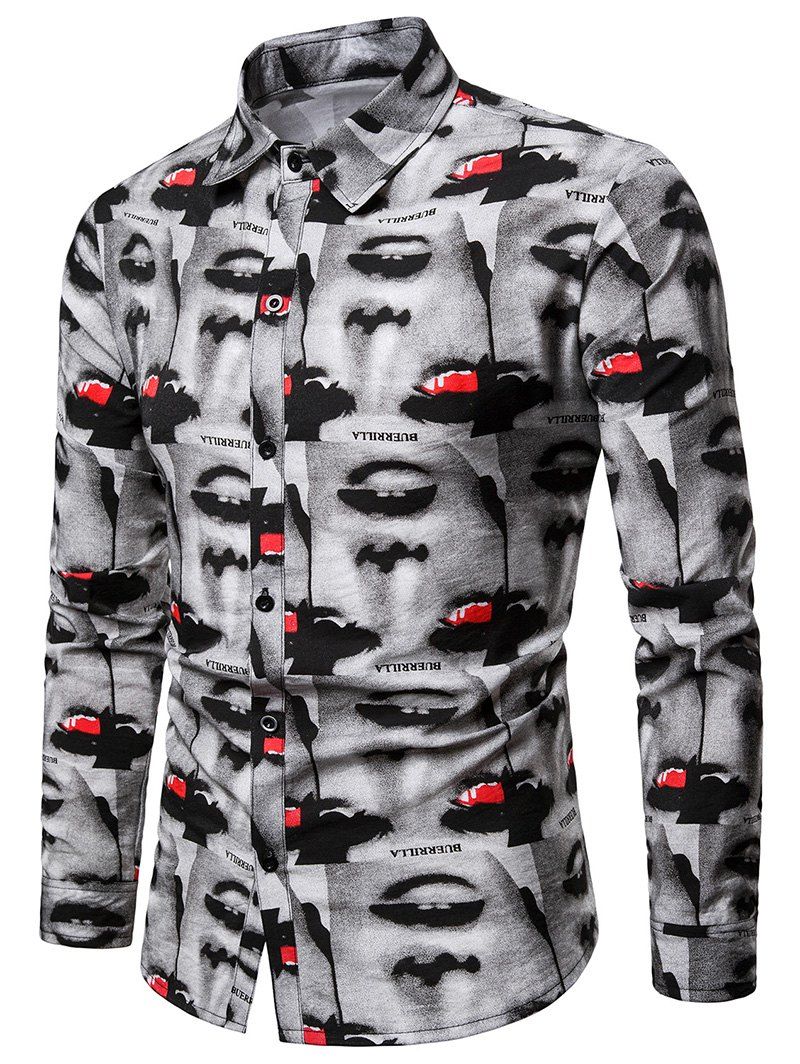 

Allover Face Print Shirt, Multi