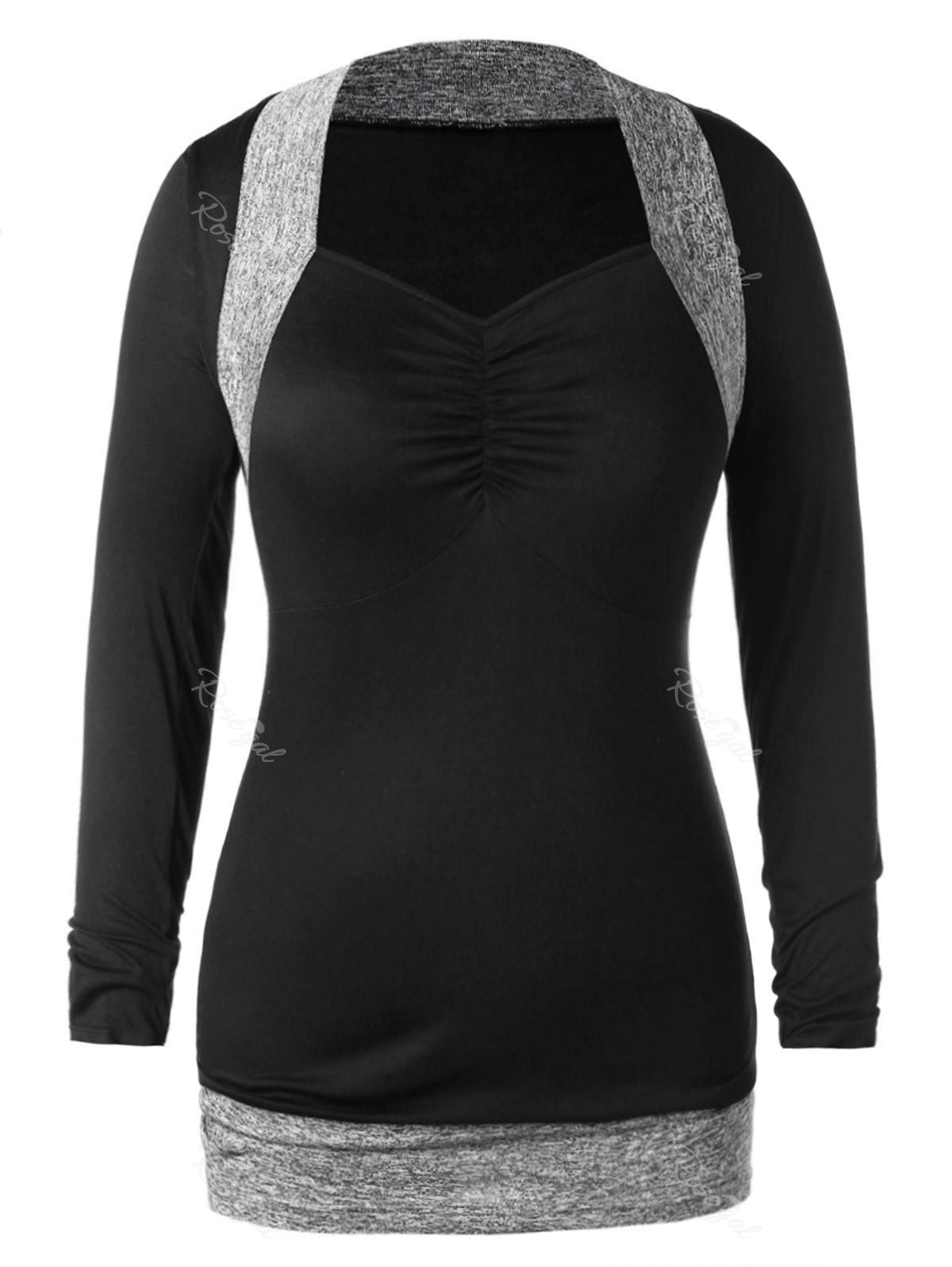 

Plus Size Contrast Trim Tunic T-shirt, Black
