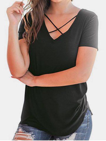 

Criss Cross Short Sleeve Tee, Black