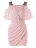 Cold Shoulder Sequins Ruched Mini Dress -  