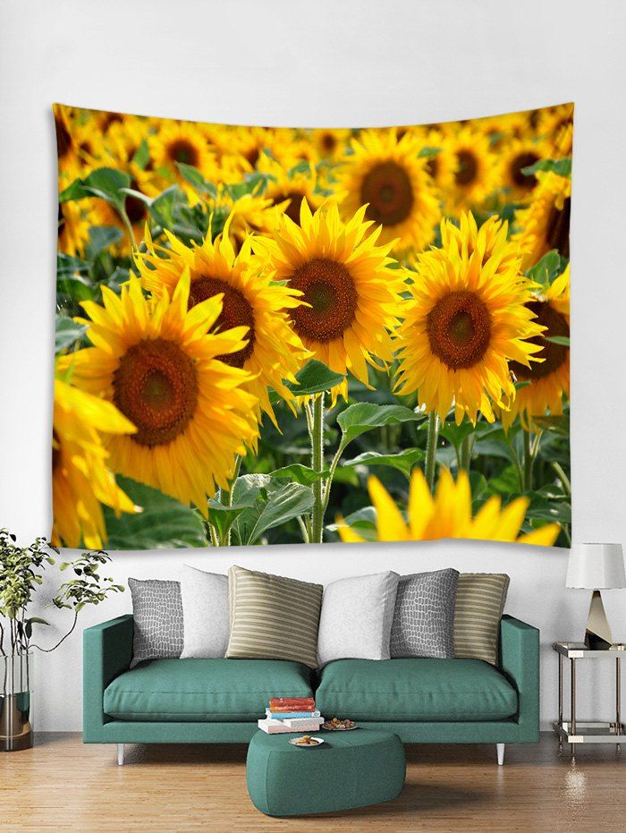 

Sunflower Field Print Tapestry Wall Hanging Art Decor, Yellow