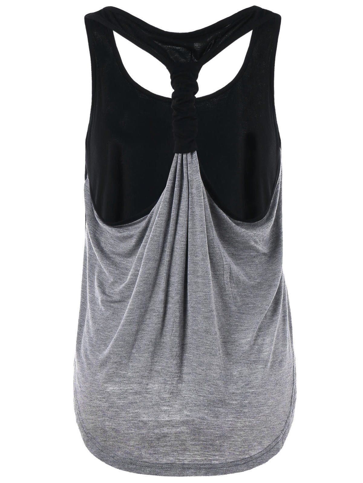 

Summer Two Tone Layered Tank Top, Gray