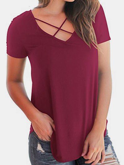 

Criss Cross Short Sleeve Tee, Red