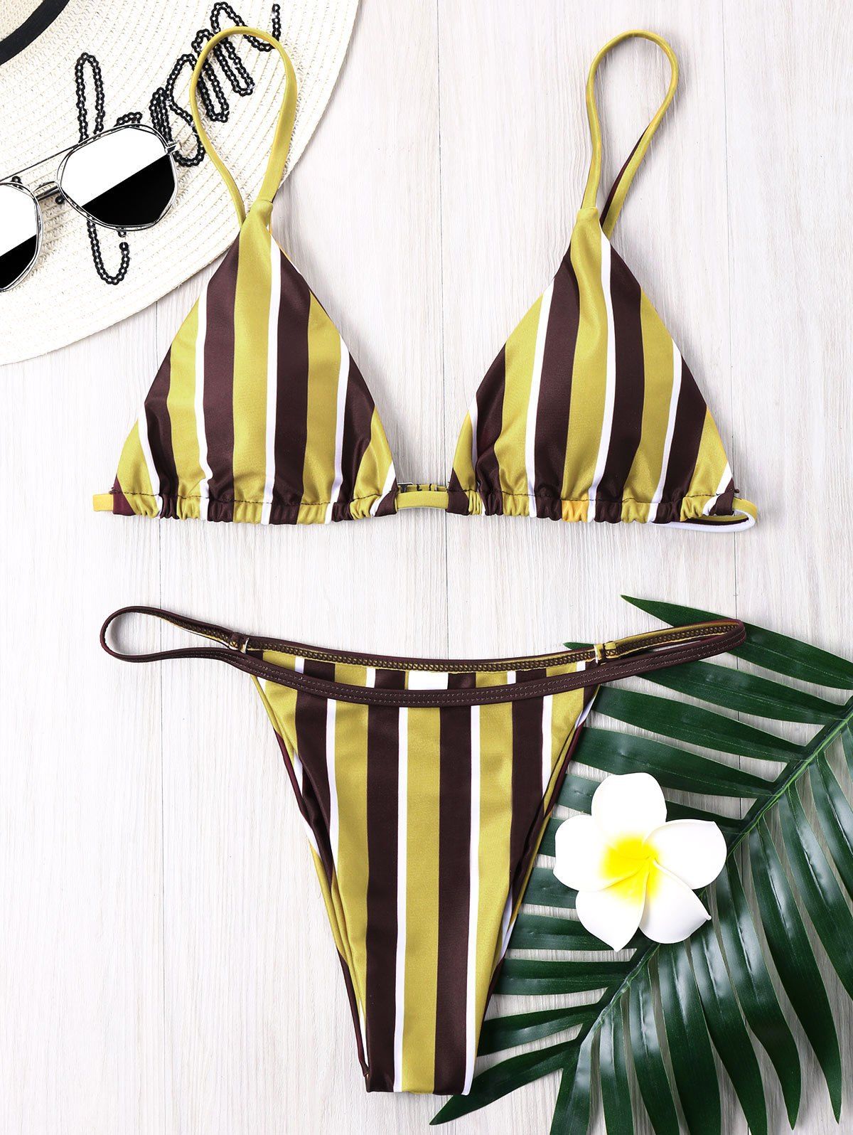 

Striped Thong Bikini Set, Multi