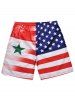 Low Waist American Flag Print Beach Shorts -  