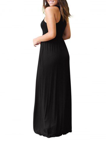

High Waist Round Neck Dress, Black
