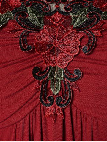 

Plus Size Flare Embroidered Tank Top, Red wine