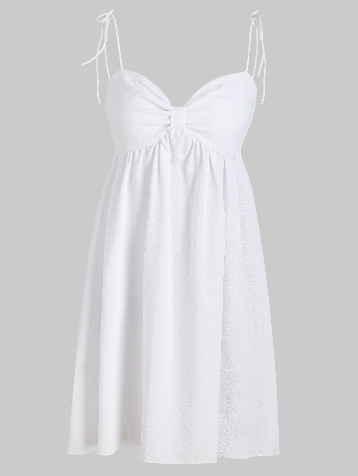 

Spaghetti Strap Knotted Empire Waist Dress, White