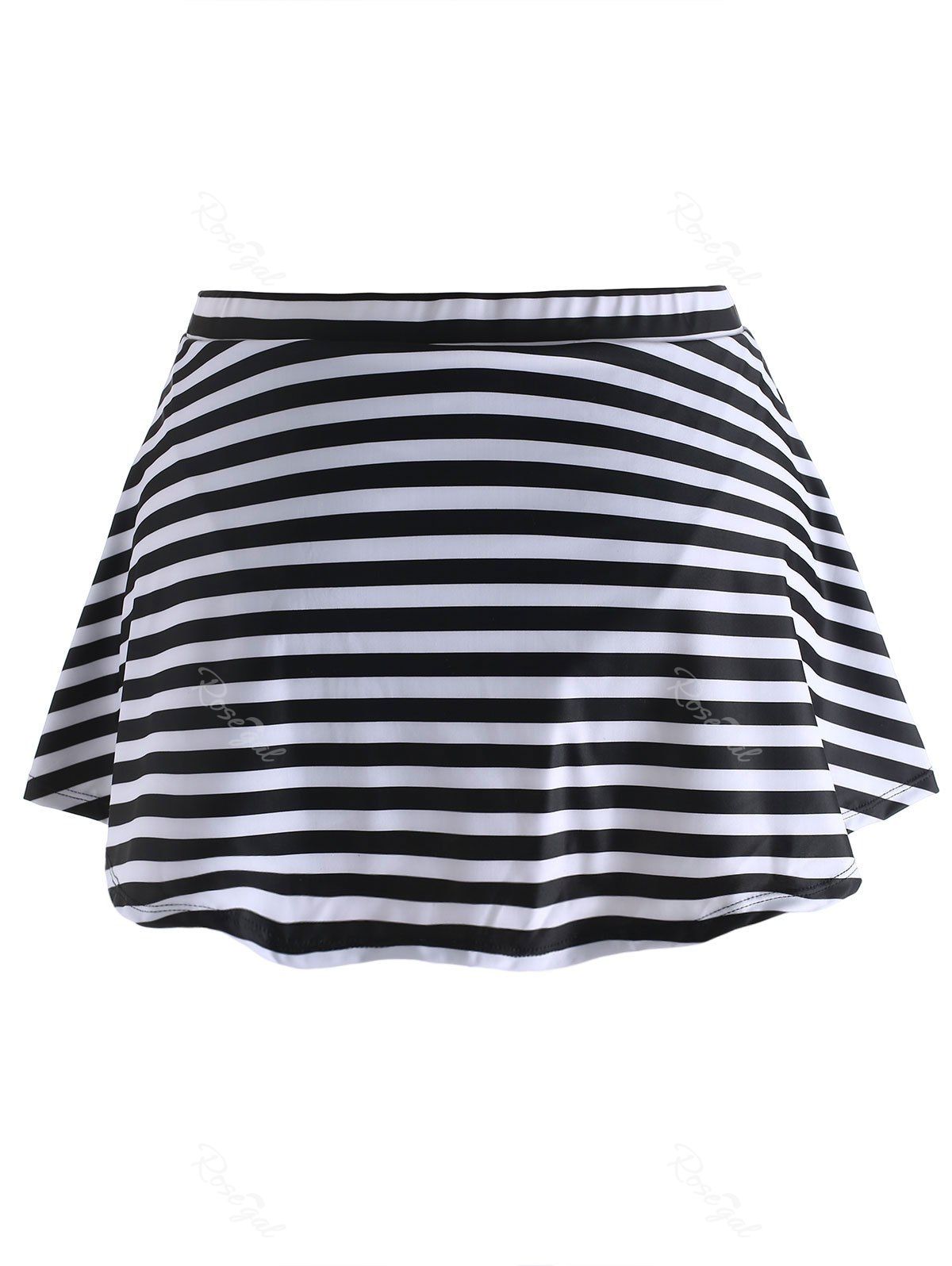 

Striped Plus Size A Line Skirted Briefs, Black