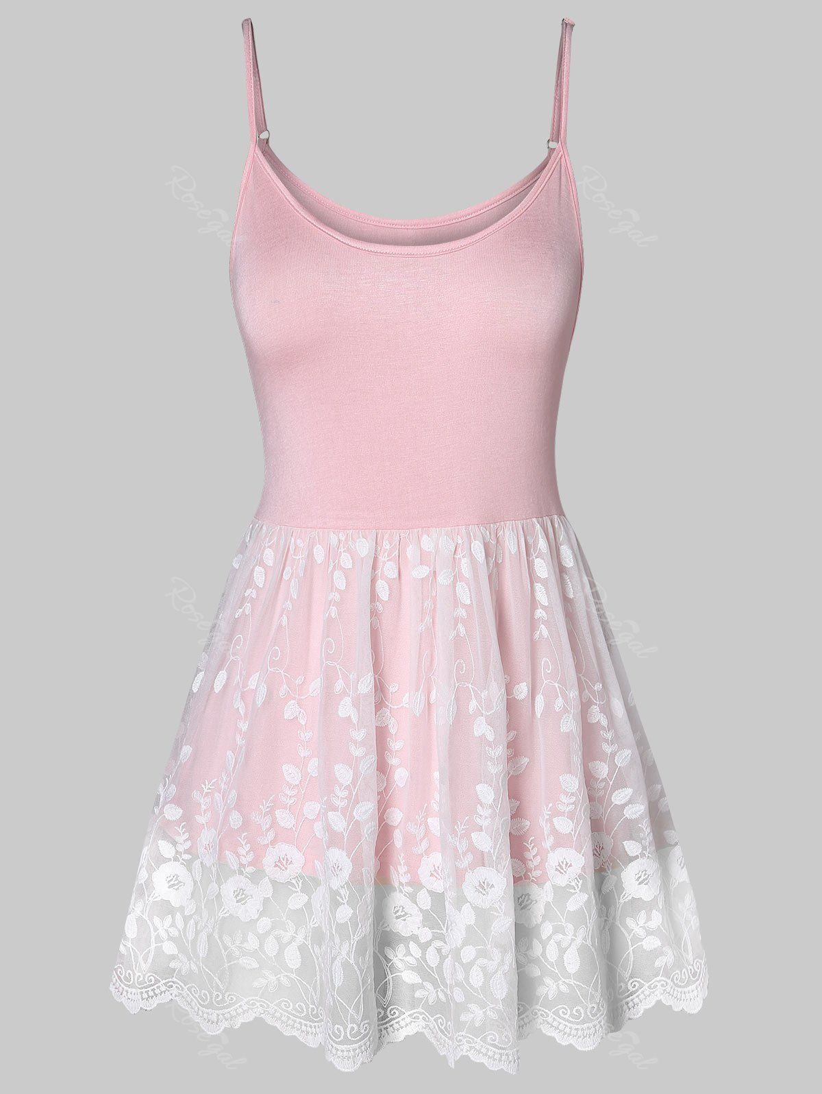 

Plus Size Lace Panel Cami Tank Top, Pink