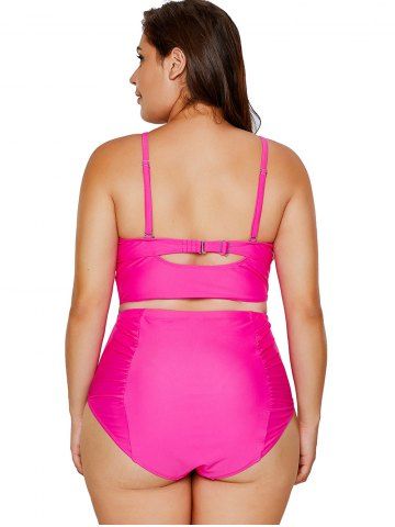 

Criss Cross Plus Size Underwire Tankini Set, Rose red