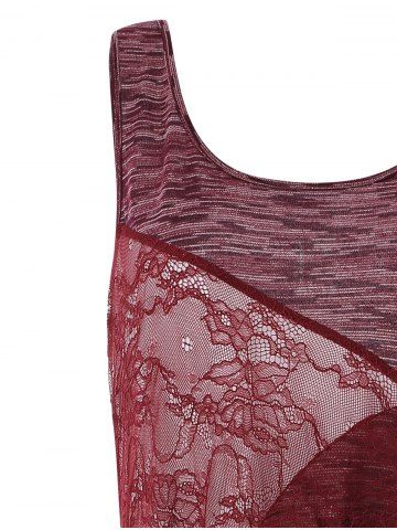 

Plus Size Color Block Tiered Tank Top, Red wine