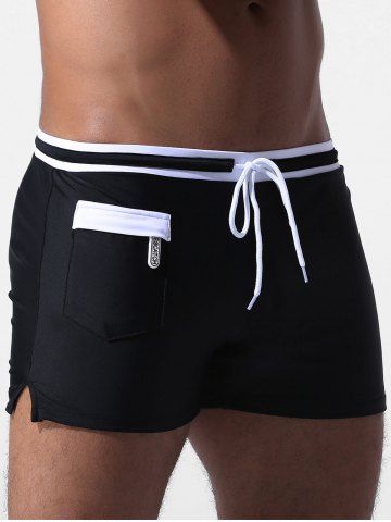 

Drawstring Pocket Swimming Trunks, Black