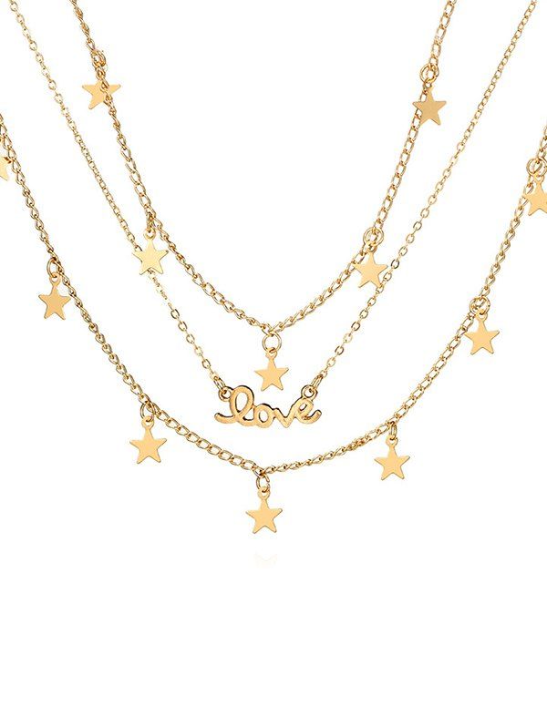 

Star Shape Multilayered Alloy Necklace, Gold