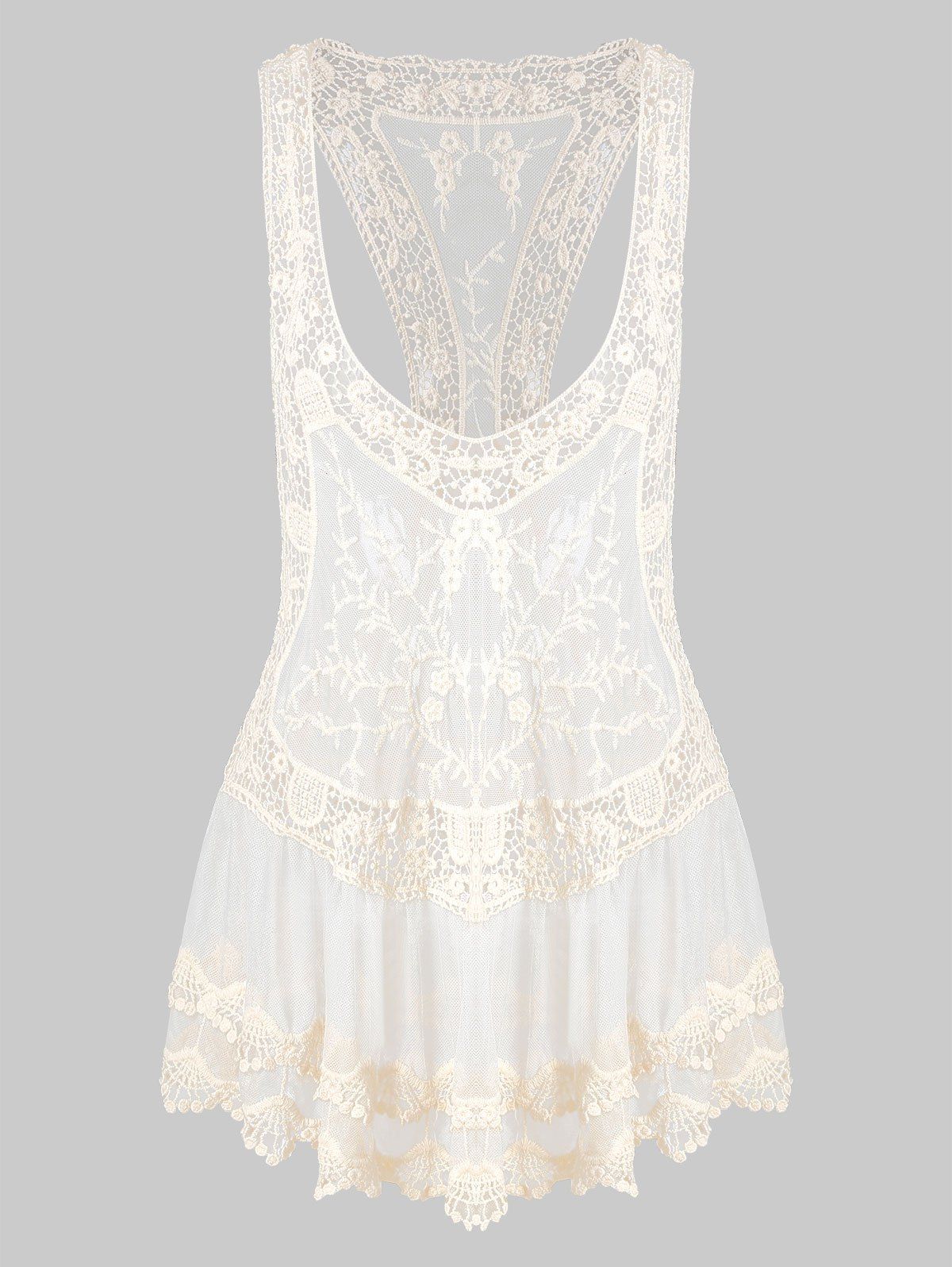 

Mesh Embroidered Racerback Cover Up, Warm white