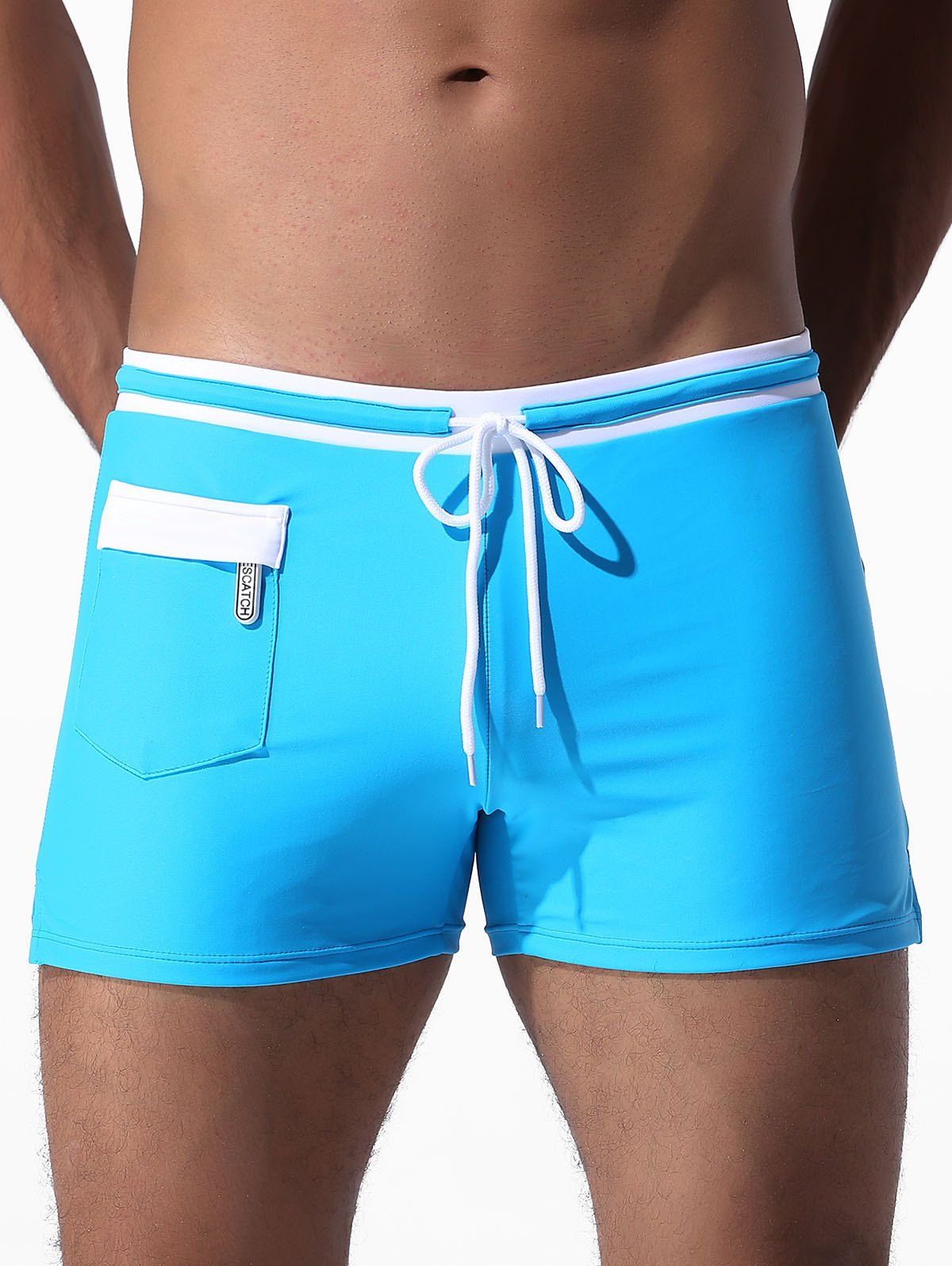 

Drawstring Pocket Swimming Trunks, Deep sky blue
