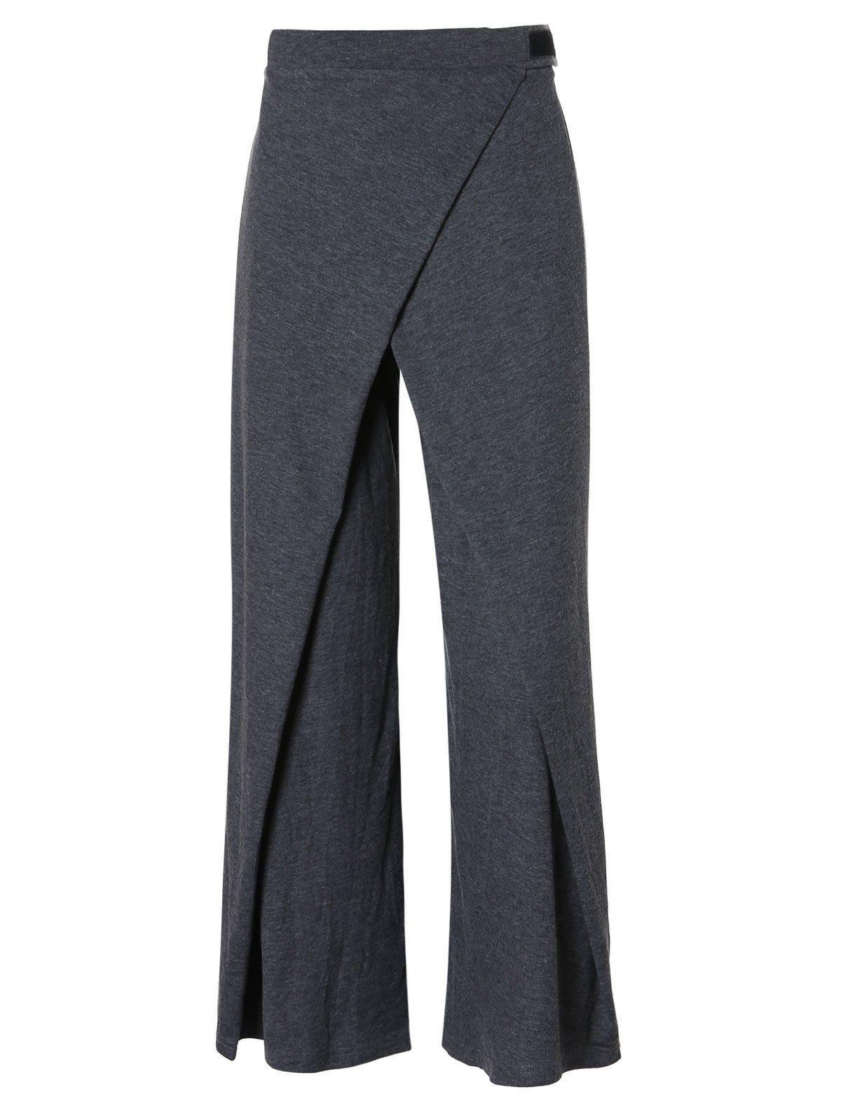 

Asymmetrical Overlay Palazzo Pants, Carbon gray