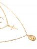 Cross Shape Coin Decoration Multilayered Necklace -  