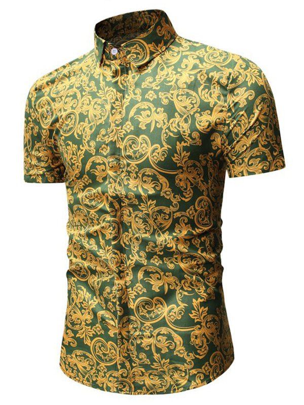 

Button Up Leaf Print Shirt, Green