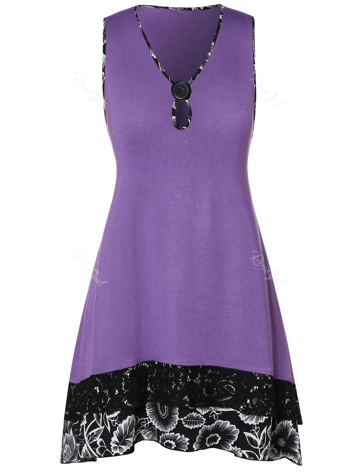 

Plus Size Keyhole Tunic Tank Top, Purple iris