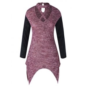 

Plus Size Criss Cross Handkerchief T-shirt, Multi