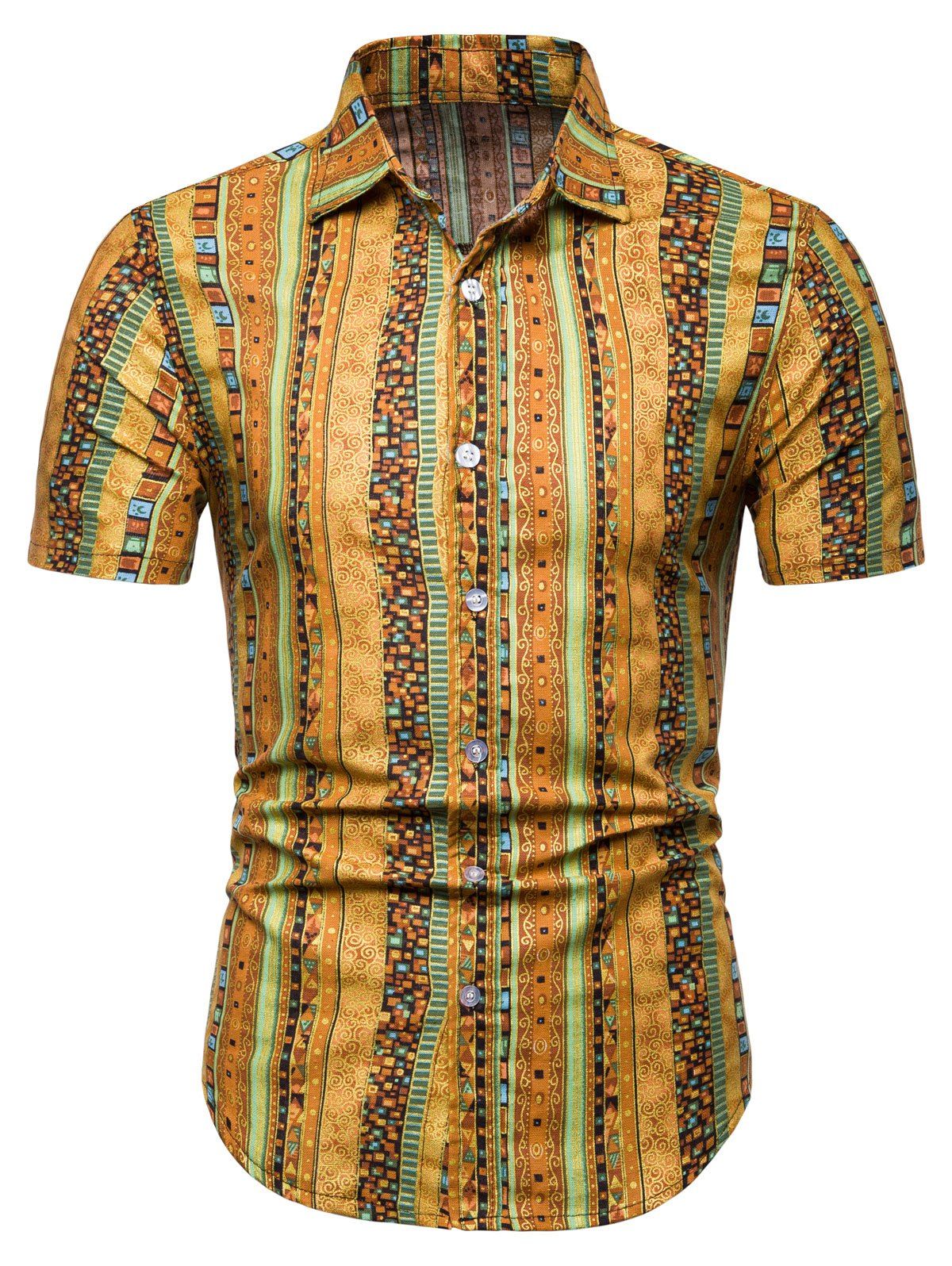 

Jacquard Print Short Sleeve Shirt, Yellow