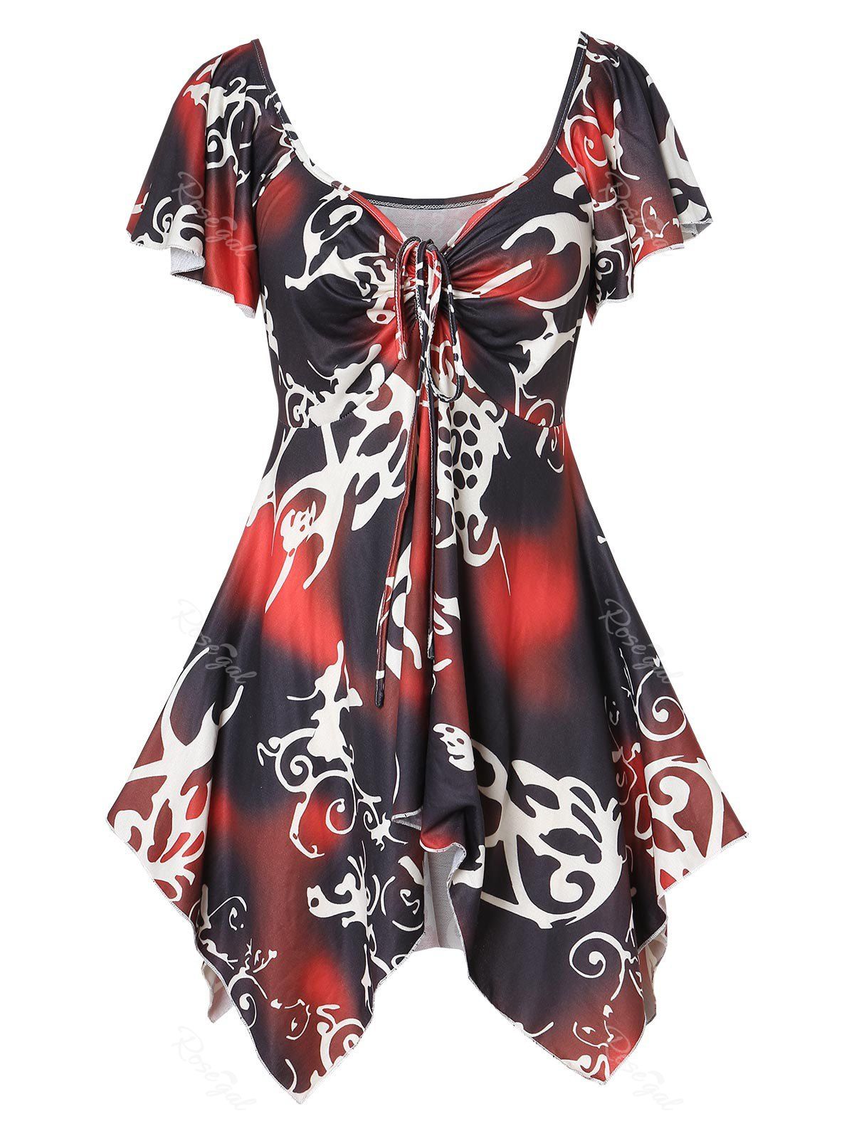 

Tribal Print Handkerchief Plus Size Tank Top, Multi