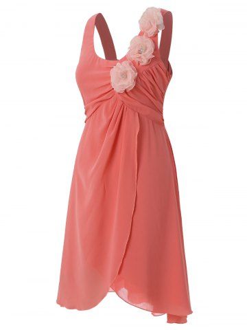 

Plus Size Sleeveless Slit Asymmetric Dress, Bright orange