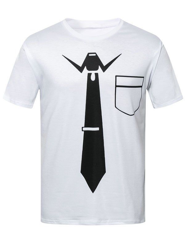 

Tie Pocket Print Short Sleeve T-shirt, White