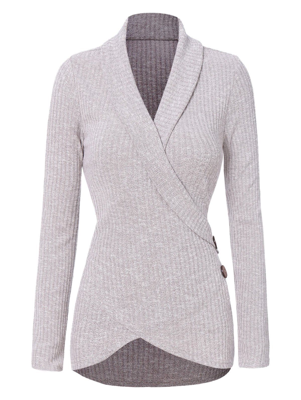 

Button Asymmetrical Sweater, Light gray