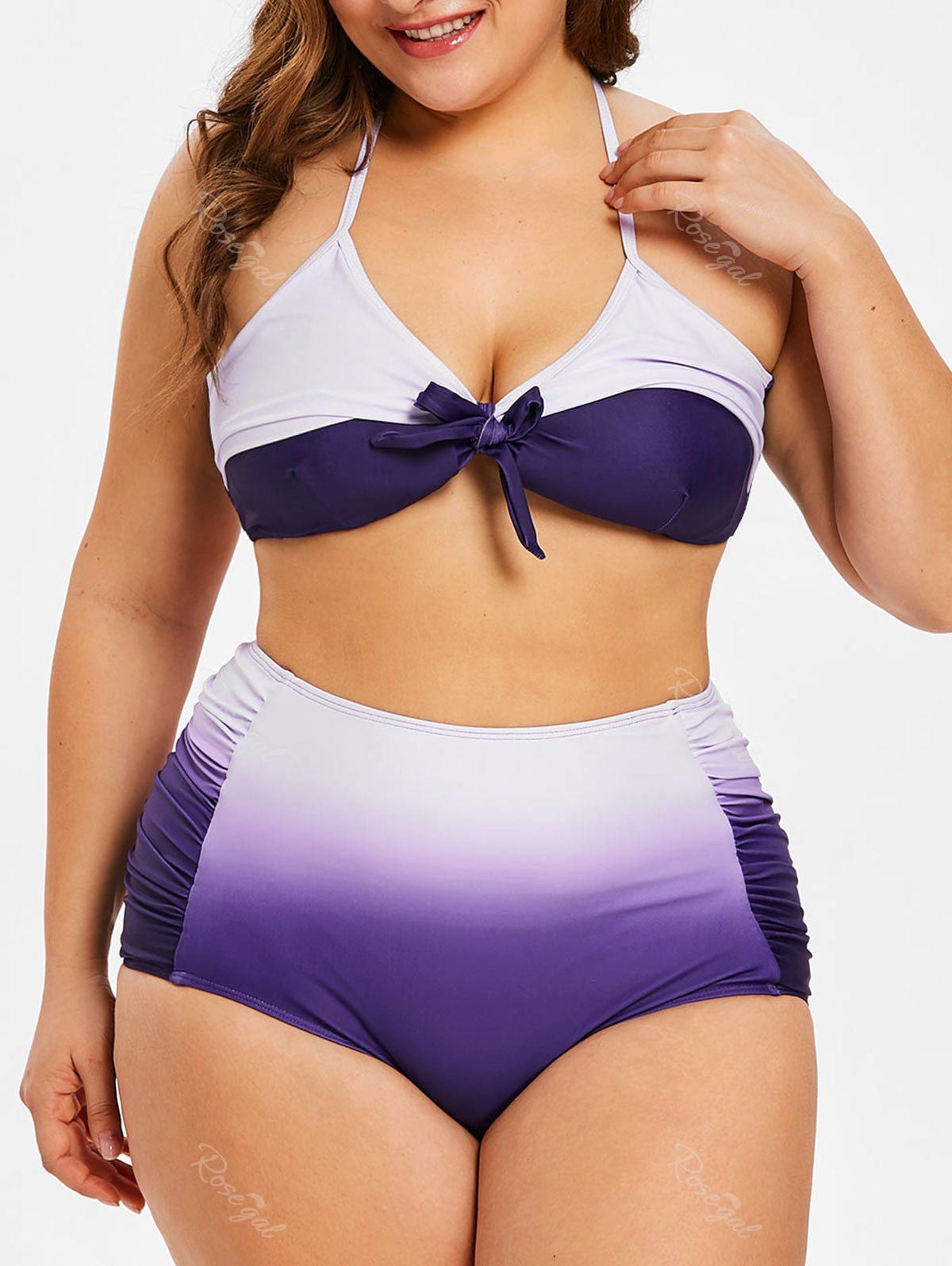 buy high waist plus size ombre bikini set