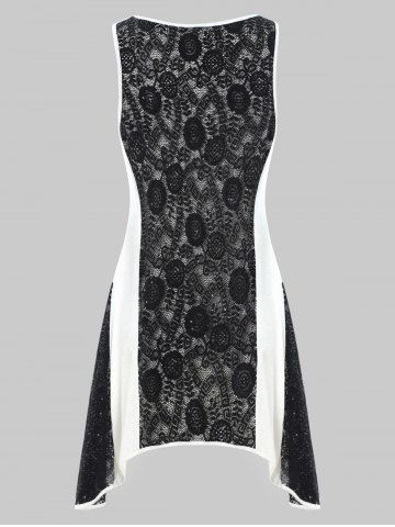 

Lace Panel Plus Size Asymmetrical Tank Top, White