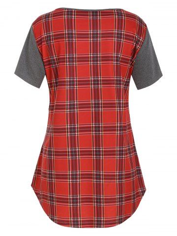 

Plus Size Plaid Pocket T-shirt, Gray