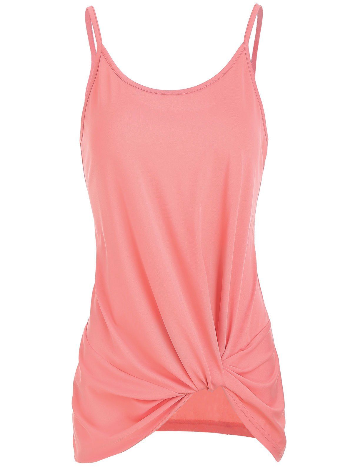 

Knotted Solid Tank Top, Light coral