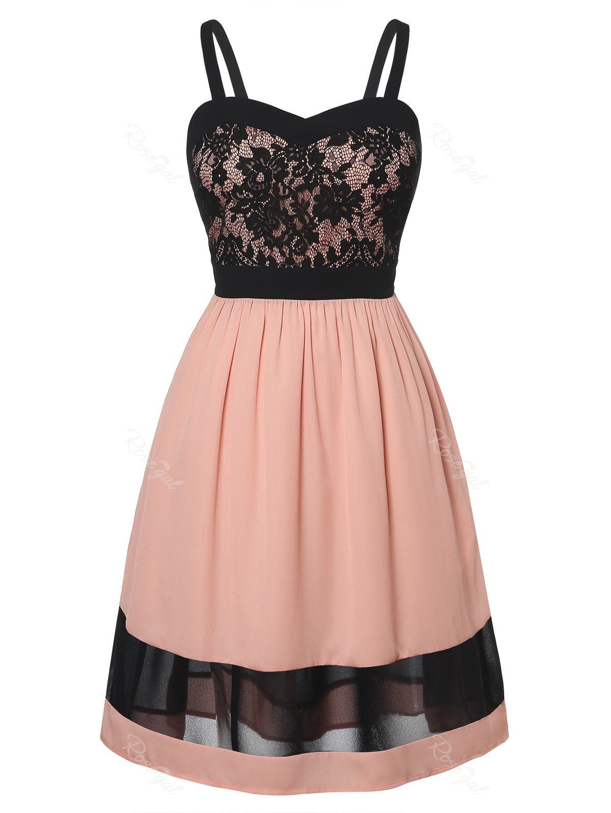 

Plus Size Fit And Flare Lace Panel Dress, Orange pink