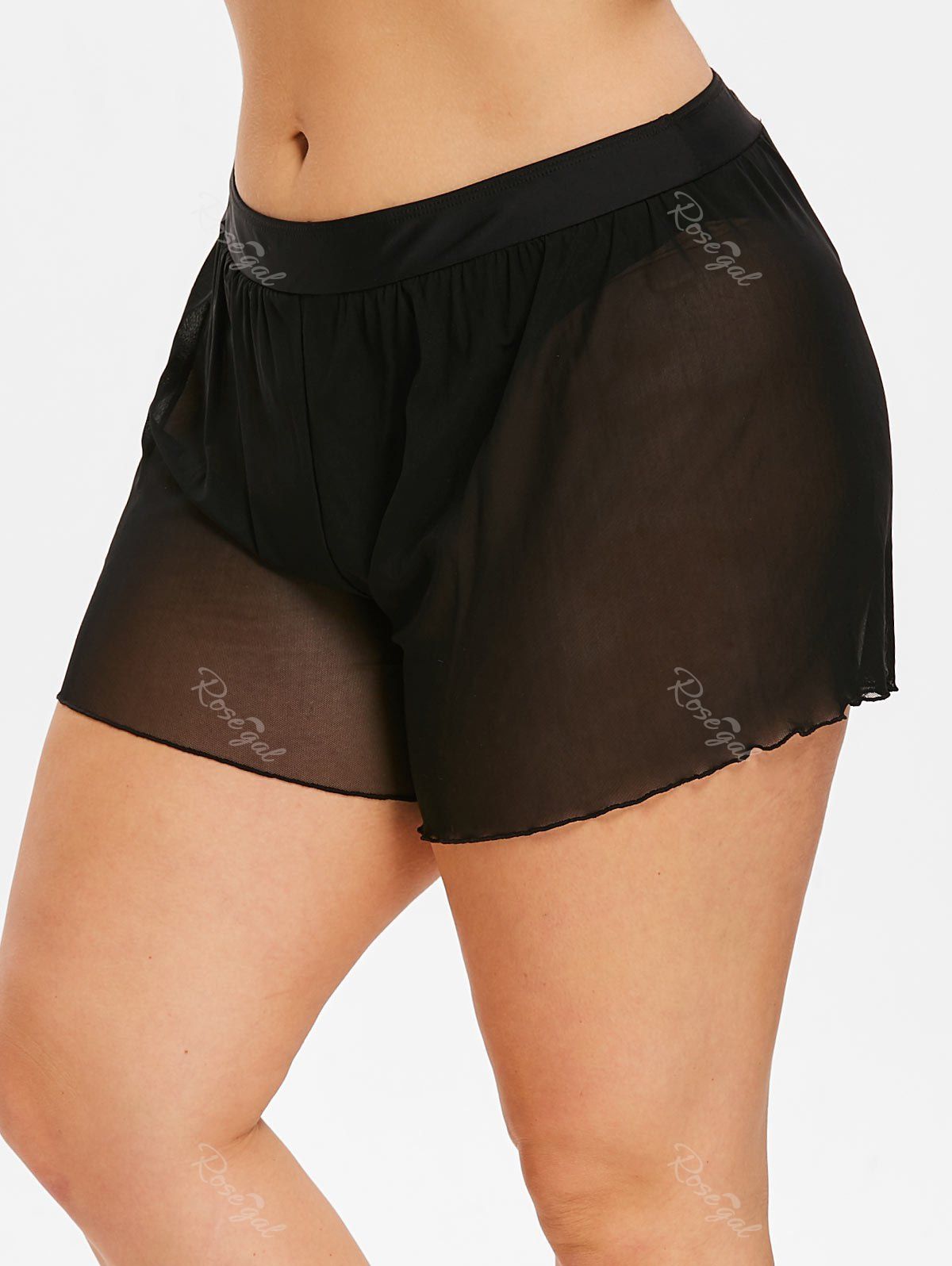 

Mesh Panel Plus Size Skirted Briefs, Black