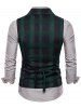 Lapel Collar Double Breasted Plaid Waistcoat -  