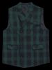 Lapel Collar Double Breasted Plaid Waistcoat -  