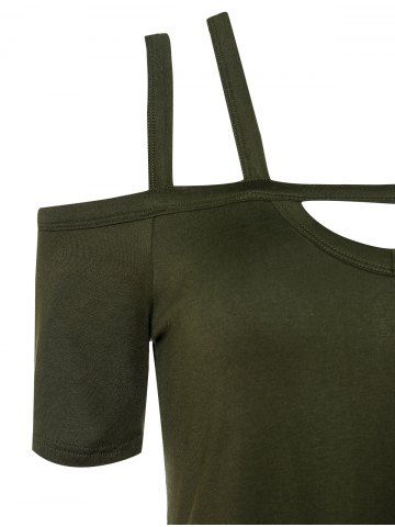 

Cold Shoulder Strappy Tunic T Shirt, Army green