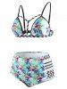 Plus Size Floral Print Spaghetti Strap Bikini Set -  