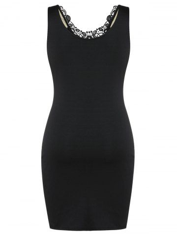 

Plus Size Lace Panel Two Tone Bodycon Dress, Multi-a