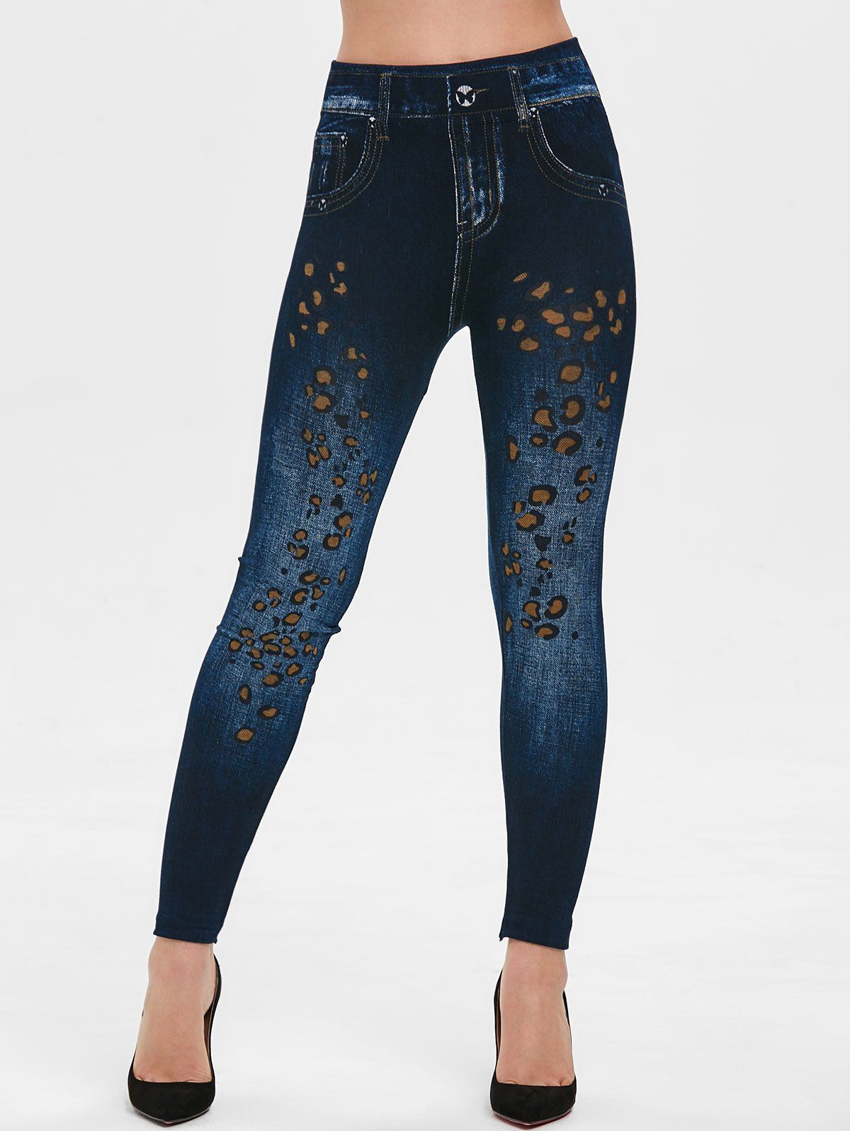 leopard print high waisted skinny jeans