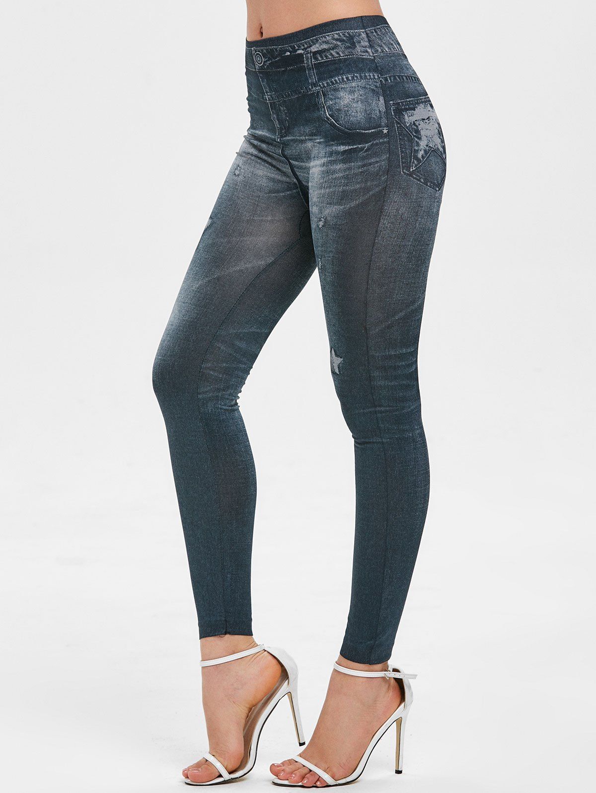 

Stars Print Skinny Pants, Black