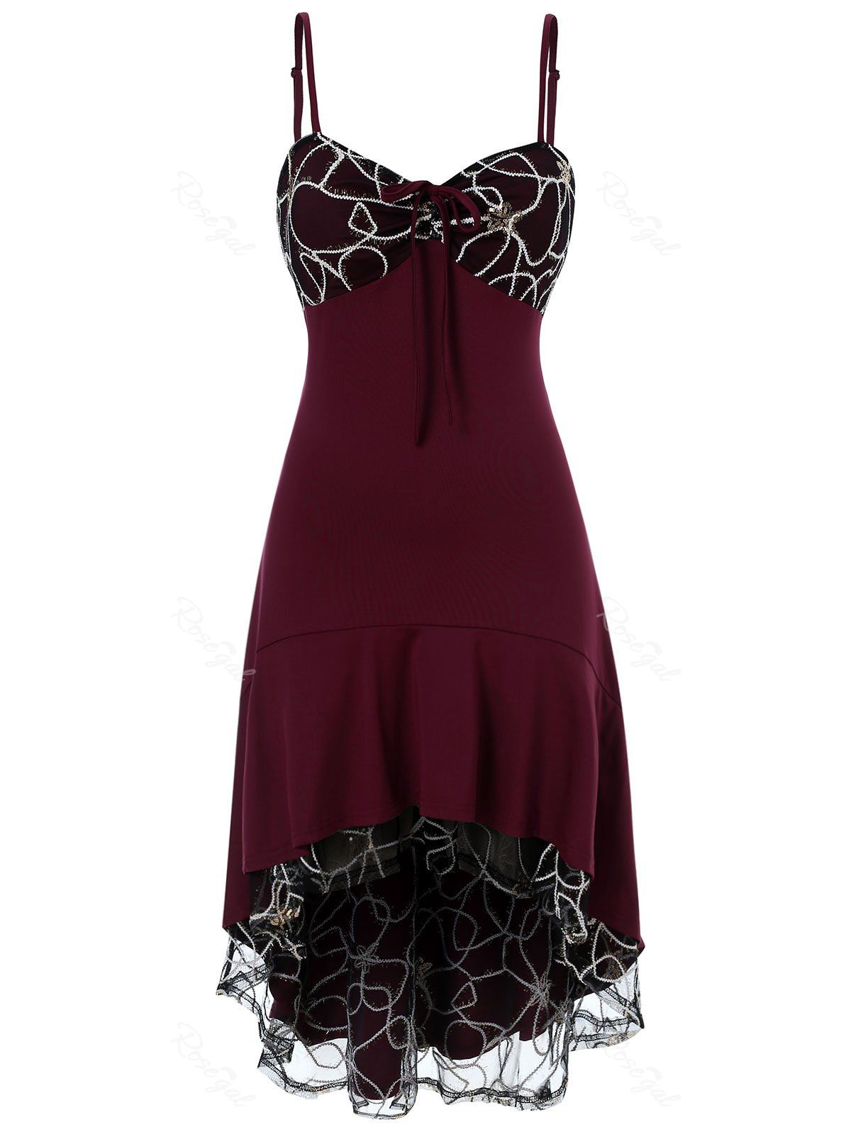 

Sequin Embellished Plus Size Slip Dress, Red wine