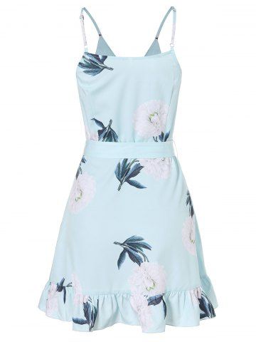 

Flower Self Tie Wrap Dress, Light slate