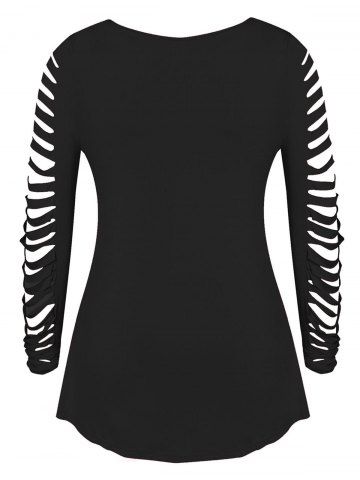 

Ladder Cut Out Plus Size Round Neck T-shirt, Black