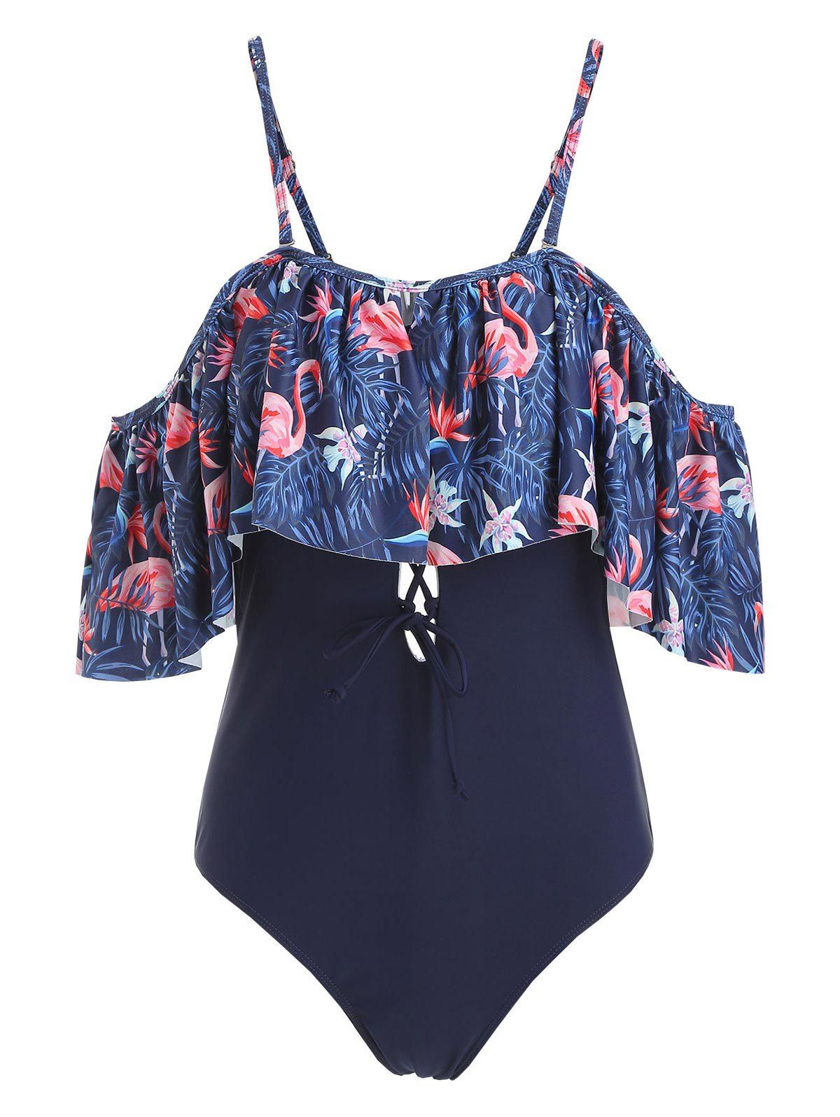 

Flamingo Lace Up Cami Swimsuit, Lapis blue
